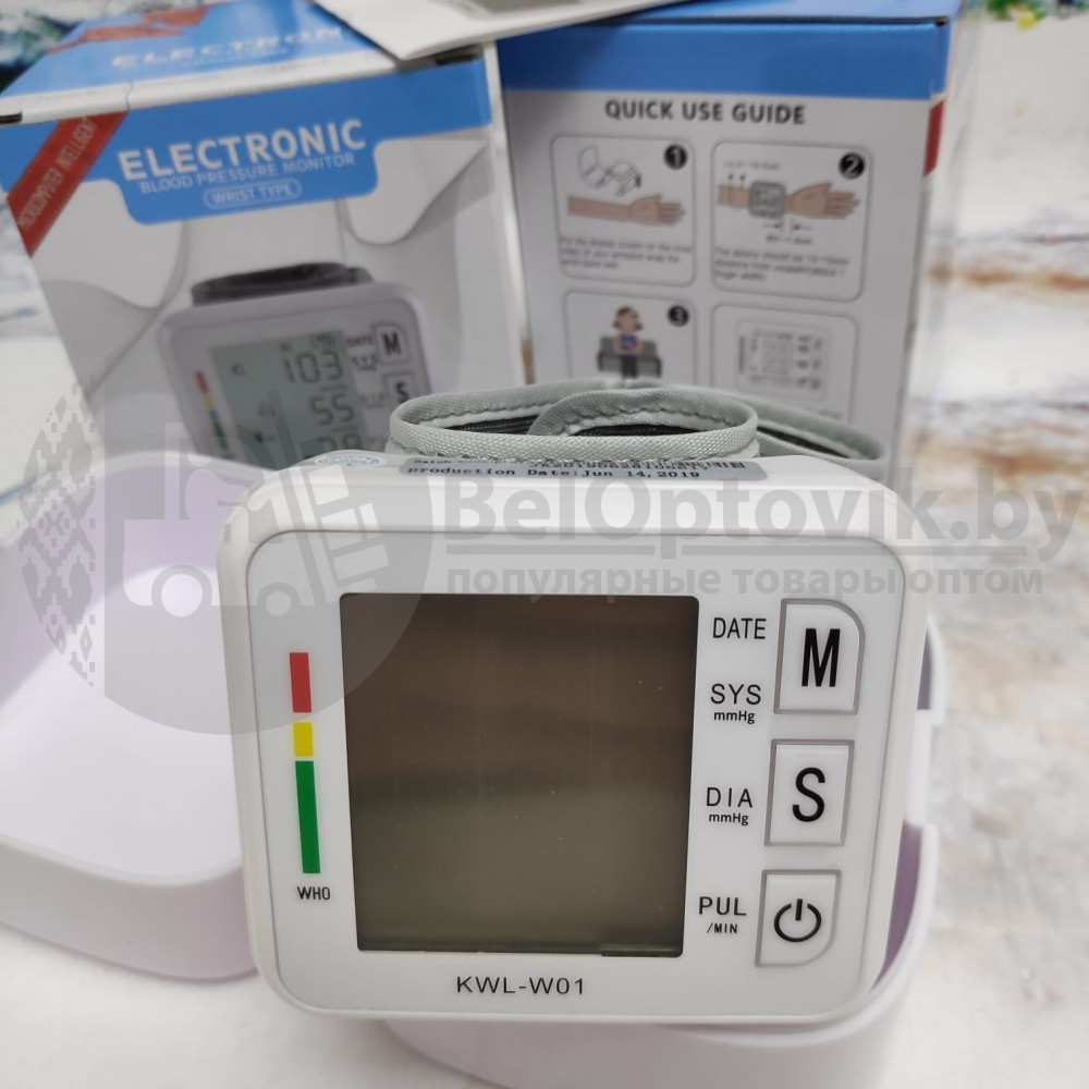 Цифровой тонометр на запястье Blood Pressure Monitor KWL-W01 - фото 4 - id-p120163443