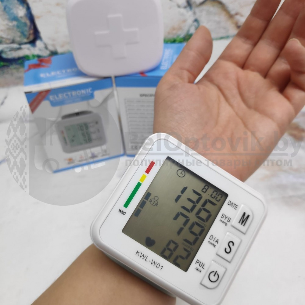 Цифровой тонометр на запястье Blood Pressure Monitor KWL-W01 - фото 8 - id-p120163443