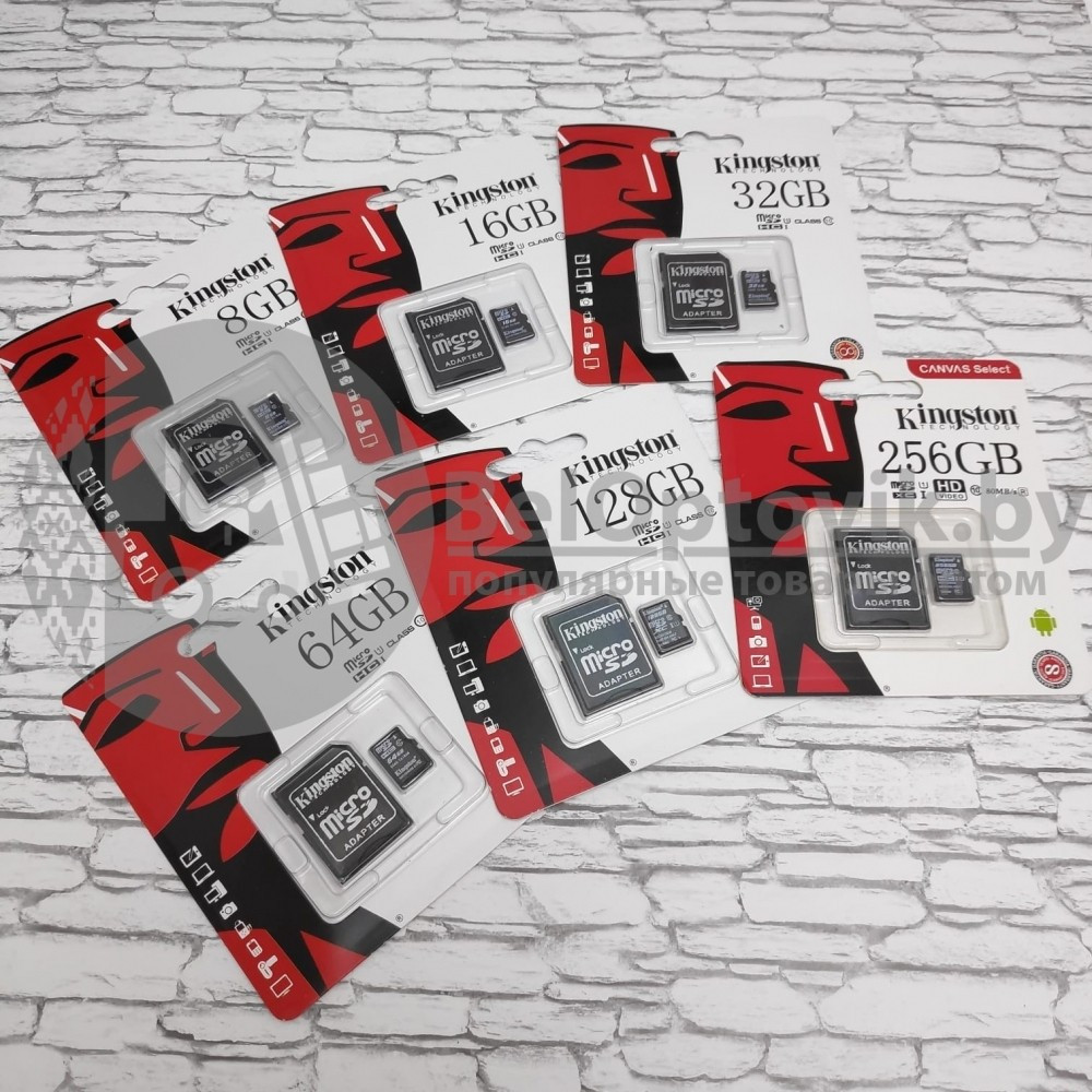 Карта памяти 64GB microSDHC (Kingston 10 классSD адаптер) (Копия) - фото 2 - id-p120281813