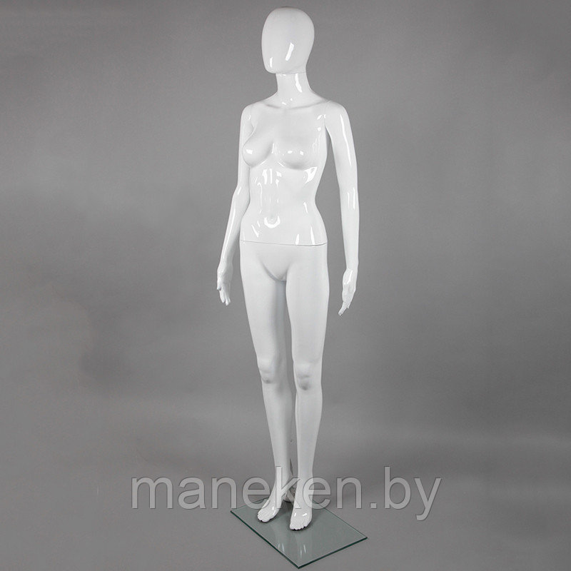 Манекен женский ростовой без лица, белый глянец FA-10W - фото 1 - id-p120303180