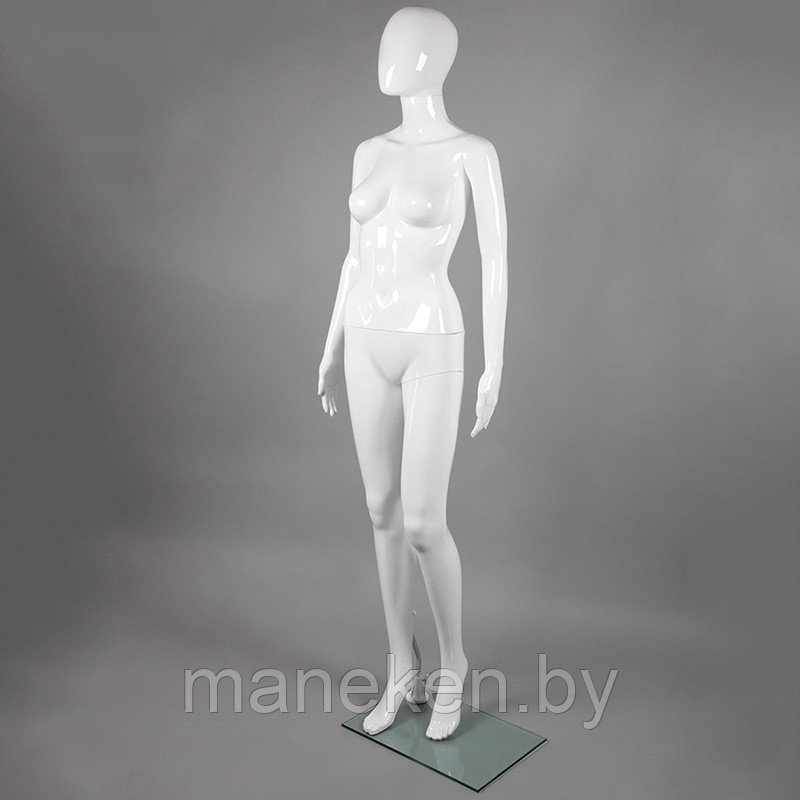 Манекен женский ростовой без лица, белый глянец FA-7W - фото 1 - id-p120304539