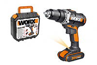 Дрель-шуруповерт аккумуляторная WORX WX183.2, 20В, 50Нм, 2.5Ач x1, кейс