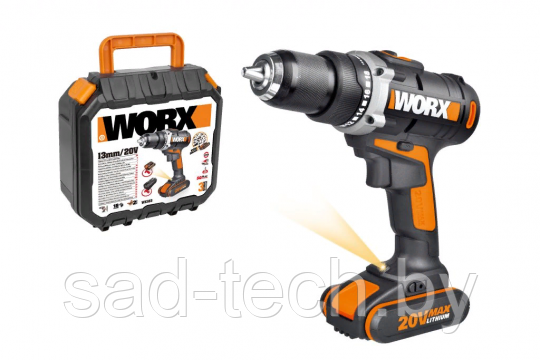 Дрель-шуруповерт аккумуляторная WORX WX183.2, 20В, 50Нм, 2.5Ач x1, кейс - фото 1 - id-p120318588