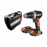 Дрель-шуруповерт аккумуляторная WORX BL WX175, 20В, бесщеточная, 2Ач x2, кейс