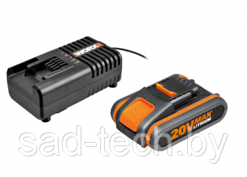Комплект WORX3601: 1 аккумулятор 2 Ач и зарядное устройство на 2А - фото 1 - id-p120318693