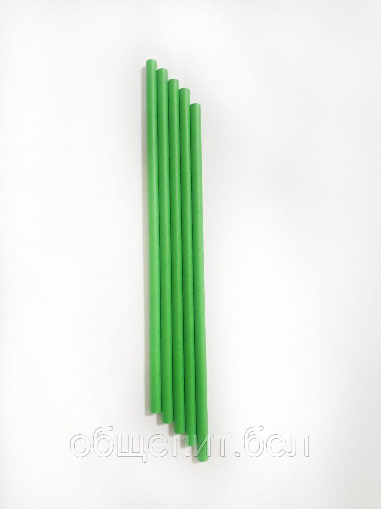 Коктейльная бумажная трубочка зеленая, 250 шт 6х195 мм