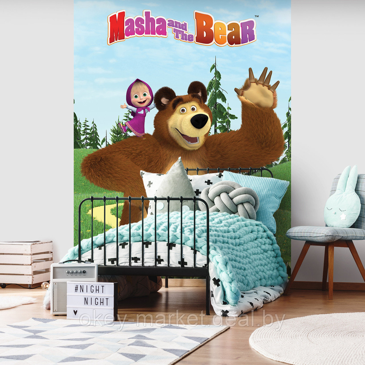 Фотообои 3D Маша и Медведь для детской комнаты рис.13665 - фото 2 - id-p120325472