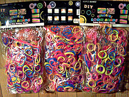 Резинки для плетения браслетов 600 шт+ цветные клипсы+крючок