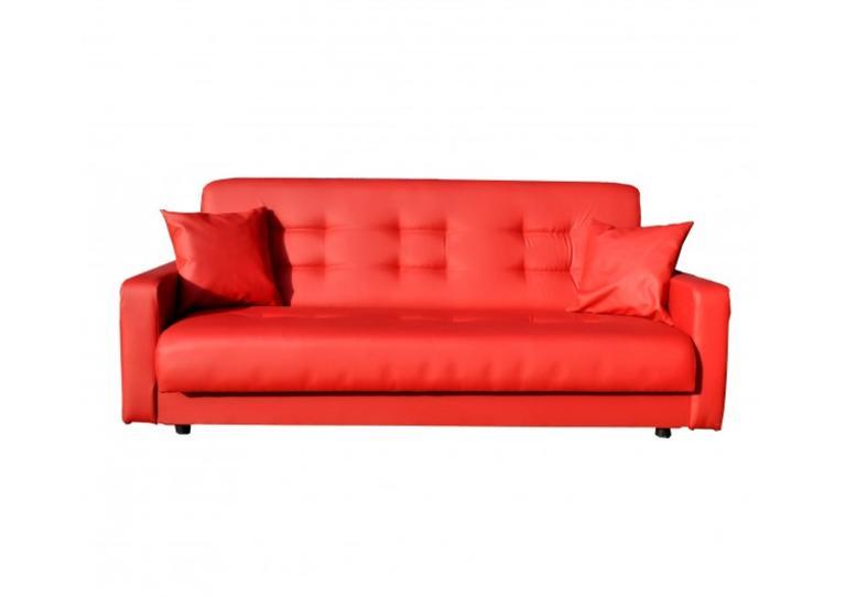 Прямой диван-кровать Крафт, Аккорд красный Боннель 120 экокожа, книжка