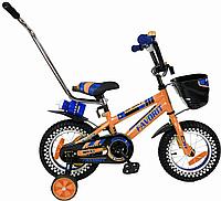 Детский велосипед Favorit sport 12" с родительской ручкой Оранжевый
