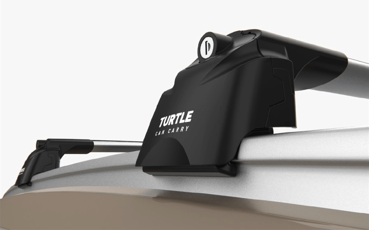 Багажник Turtle Air 2 черные для Geely Atlas с 2017г.- (интегрированные рейлинги) аэро дуга - фото 3 - id-p120378033