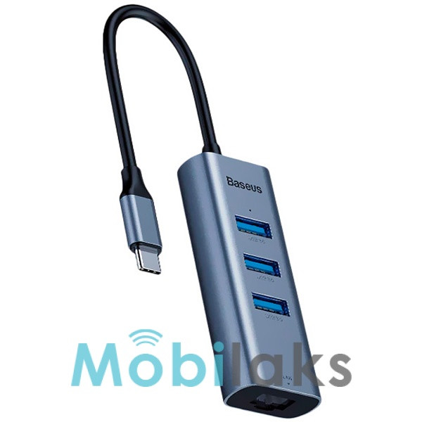 USB-концентратор Baseus Enjoyment Series USB-C to RJ45/3xUSB 3.0 CAHUB-M0G