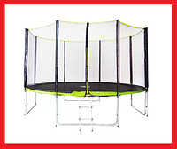 E14-4 Батут Fitness Trampoline GREEN 14 FT Extreme, 425 см, с защитной сеткой и лестницей, max 180 кг