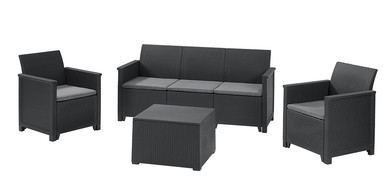 Комплект мебели Emma store 3 seater" (3х-местный диван, 2 кресла, столик-сундук), графит