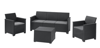 Комплект мебели Emma store 3 seater" (3х-местный диван, 2 кресла, столик-сундук), графит - фото 1 - id-p120463368