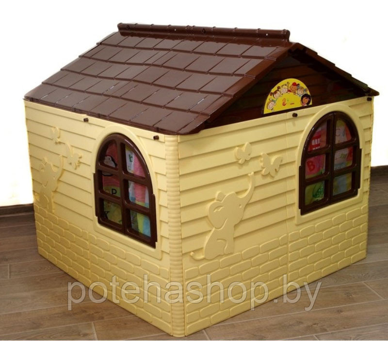 Детский игровой пластиковый домик Долони Doloni со шторками, цвет бежевый , 120 х 129 х 129 см, арт. 025500/12