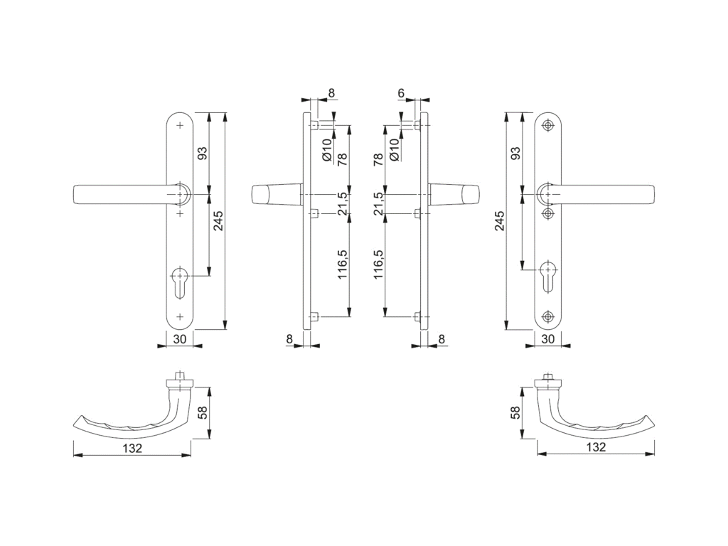 Нажимной гарнитур Hoppe "Liege" (30/92/67-72 мм, коричневый) - фото 3 - id-p120464698