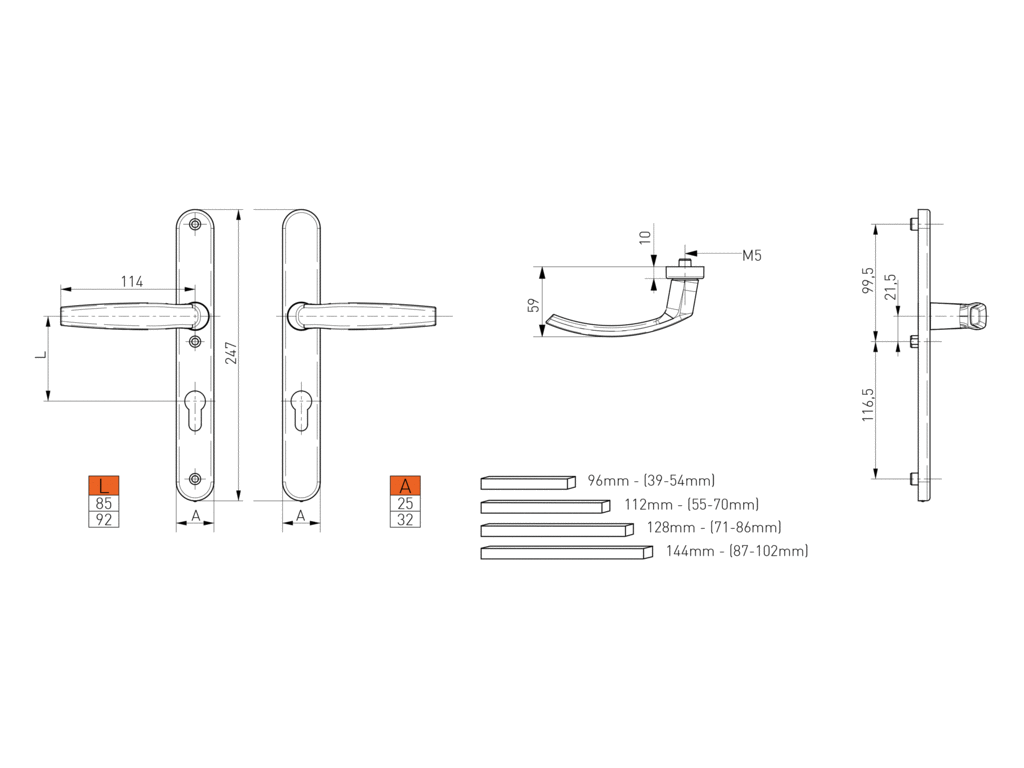 Нажимной гарнитур Medos "Victory II" (92/32/247 мм, антрацит) - фото 2 - id-p120464729