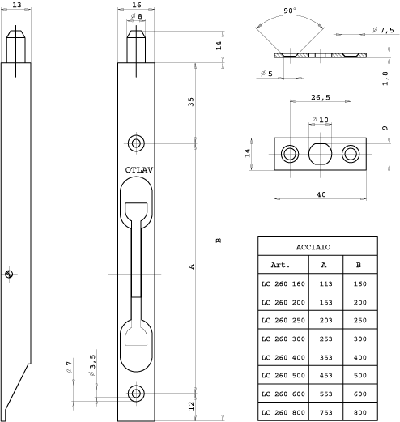 Шпингалет для дверей из дерева Otlav (L=200 мм, бихром) - фото 2 - id-p120464796