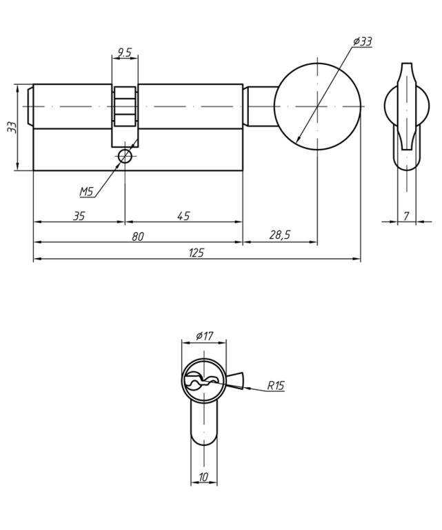 Личинка замка двери с ручкой Elementis 45(р)/35(к) (никелированный) - фото 2 - id-p120464866