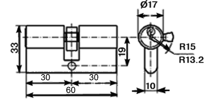 Личинка замка двери Elementis 30/30 (хромированный) - фото 2 - id-p120464896