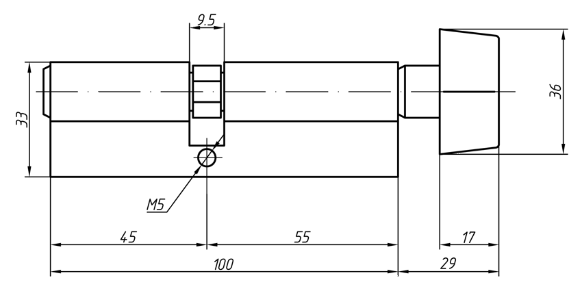 Личинка замка двери с ручкой Titan 55(р)/45(к) (никелированный) - фото 2 - id-p120464953