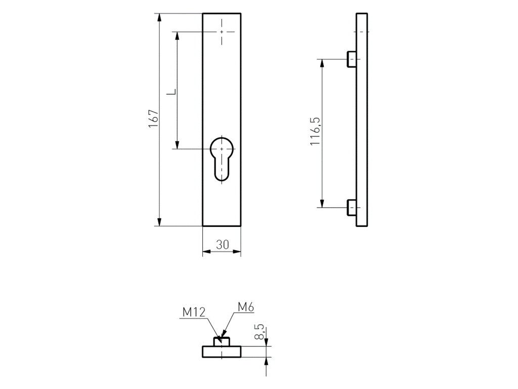 Накладка на цилиндр замка прямоугольная Medos Riga (30x167 мм, INOX) [70S292F6B] - фото 2 - id-p120465045
