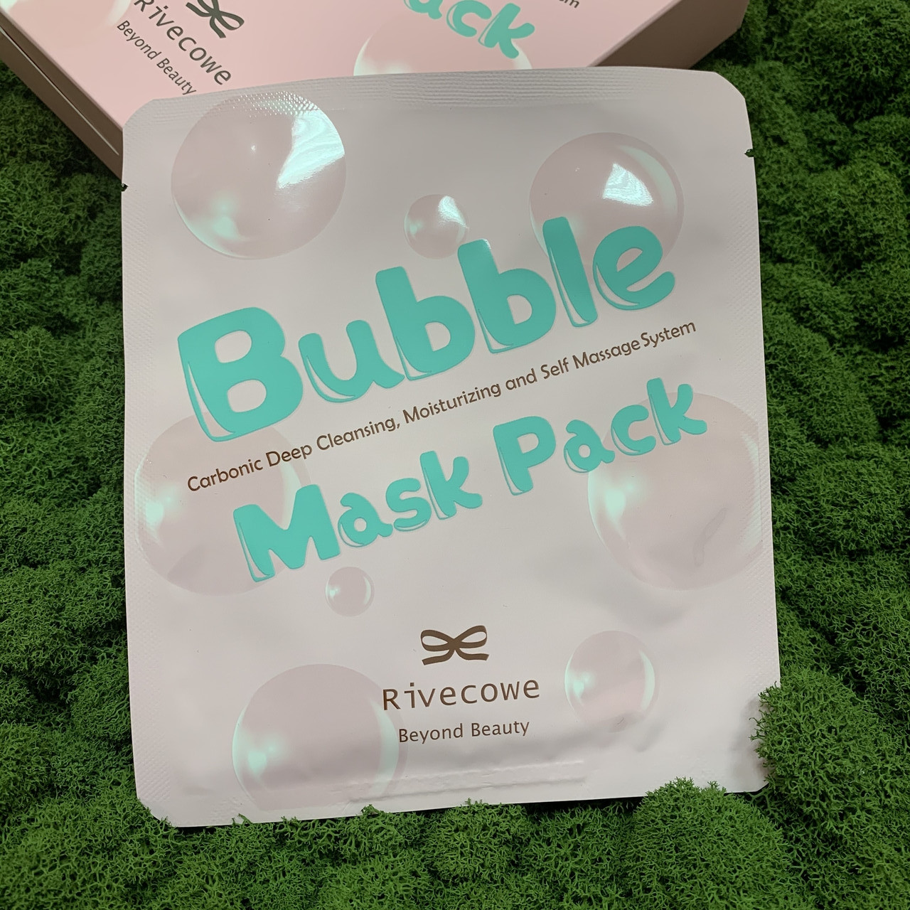 Тканевая маска для лица (пенящаяся, углеродная, глубоко очищающая) Rivecowe Bubble Mask Pack - фото 2 - id-p120469499