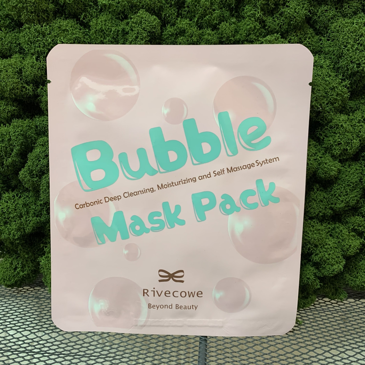 Тканевая маска для лица (пенящаяся, углеродная, глубоко очищающая) Rivecowe Bubble Mask Pack