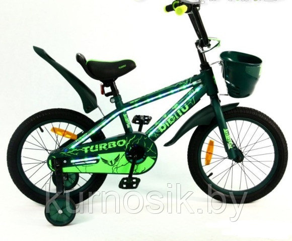 Детский велосипед Bibitu TURBO 16" зеленый - фото 1 - id-p120469498
