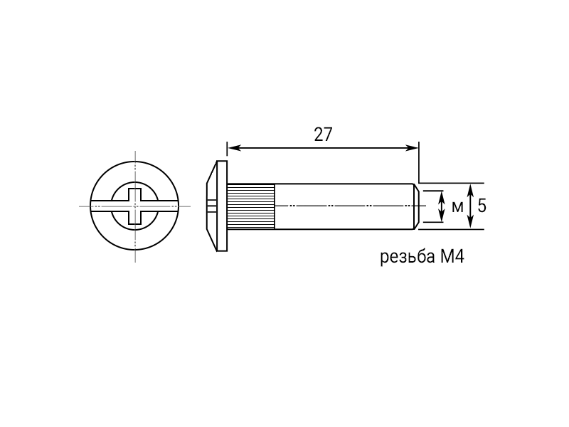 Стяжка межсекционная PERMO (гайка, D=5 мм, L=27 мм, M4, цинк) - фото 3 - id-p120466752