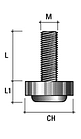 Опора мебельная регулируемая PERMO (D=17 мм, L=17 мм, L1=8.5 мм, М6, черный), фото 2