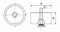 Опора мебельная регулируемая PERMO (D=49 мм, D1=10 мм, A=42 мм, L=68 мм, черный) - фото 2 - id-p120466810