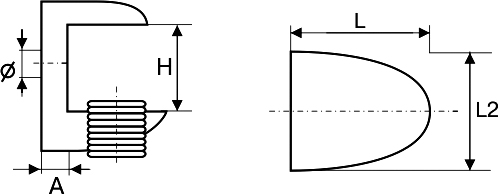 Полкодержатель для стеклянных полок FIRMAX (H=6 мм, D=5.5 мм, L=14 мм, L2=16 мм, A=2.8 мм, никель, цинк)) - фото 2 - id-p120466875