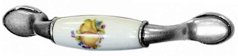 Ручка-скоба для мебели FIRMAX (96 мм, металл+керамика "Груша", серебро)