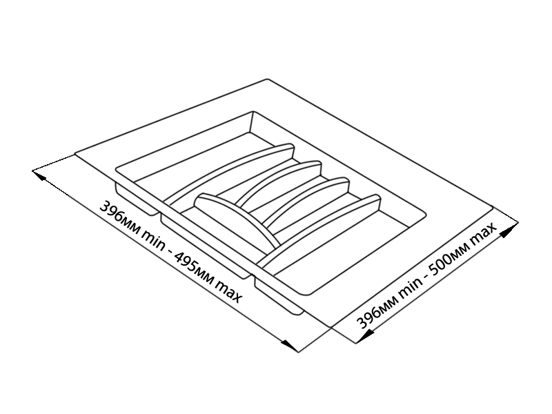 Лоток для столовых приборов в ящик Firmax (500-550 мм, белый) - фото 2 - id-p120466963