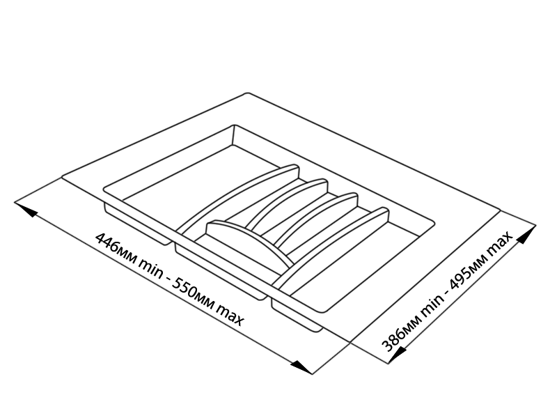 Лоток для столовых приборов в ящик Firmax (600 мм, белый) - фото 2 - id-p120466964