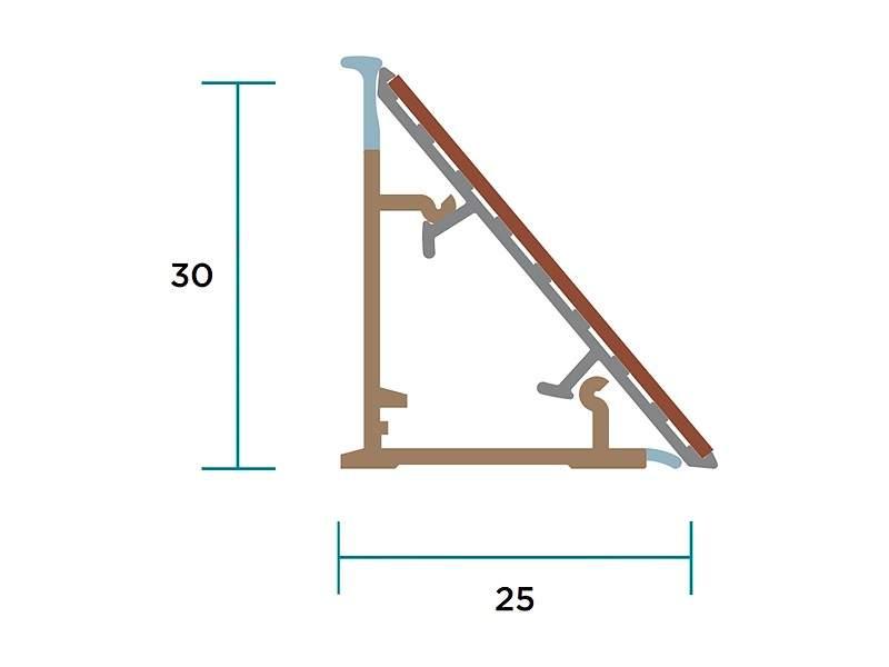 Пристеночный бортик треугольный SCILM (L=4 м, 30x25 мм, пластик+алюминий) - фото 3 - id-p120466982