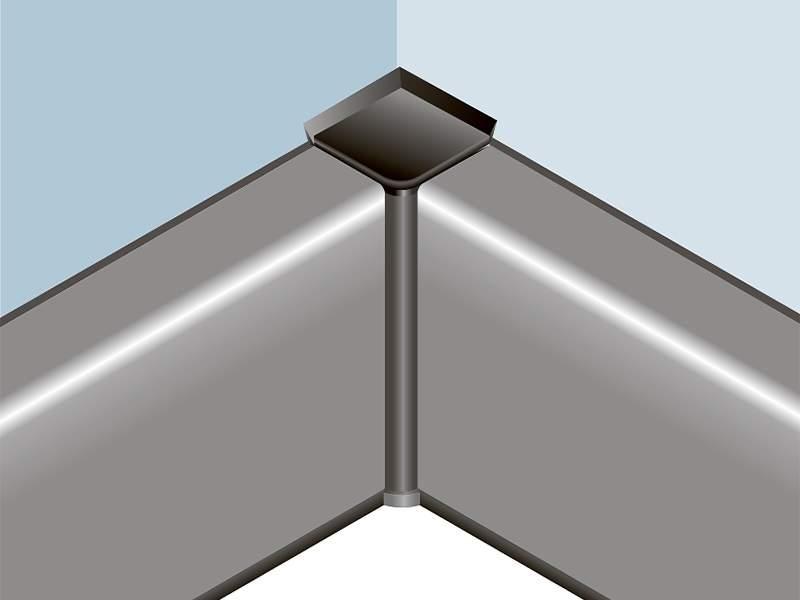 Угловой соед. элемент прямоугольного пристеночного бортика SCILM 90° [внутренний угол] (пластик, серый)