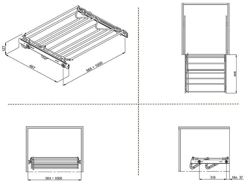 Обувница выдвижная Vibo Basic Range (564-1000 мм, 1 уровень, серебро) - фото 2 - id-p120467223