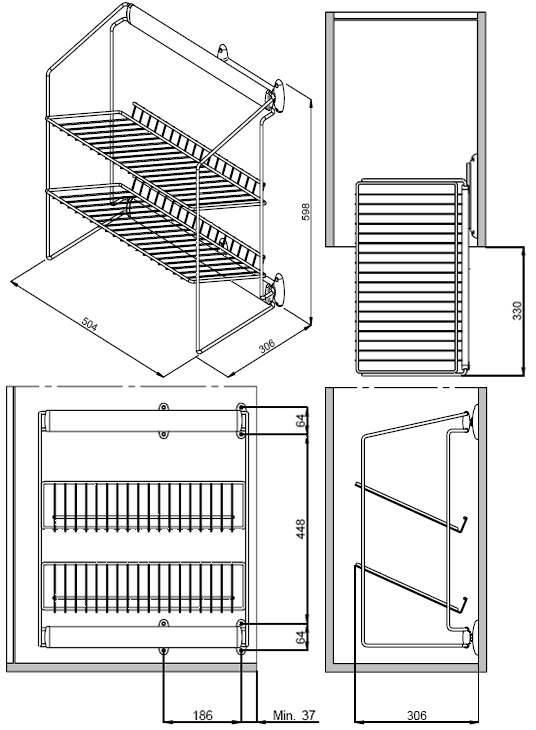 Обувница выдвижная Vibo (306x504x600 мм, 2 уровня, серебро) [ASL2ALGS] - фото 2 - id-p120467226