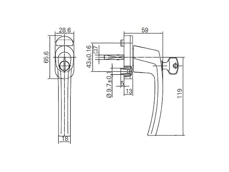 Ручка для окон из ПВХ с ключом Roto Line (Штифт=35 мм, 90°, белый) - фото 2 - id-p120467599