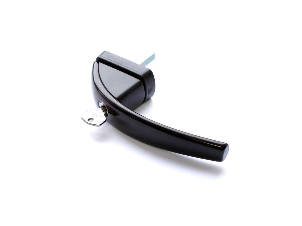 Ручка для окон из ПВХ с ключом Roto Swing (Штифт=37 мм, 90°, тёмно-коричневый) - фото 1 - id-p120467616