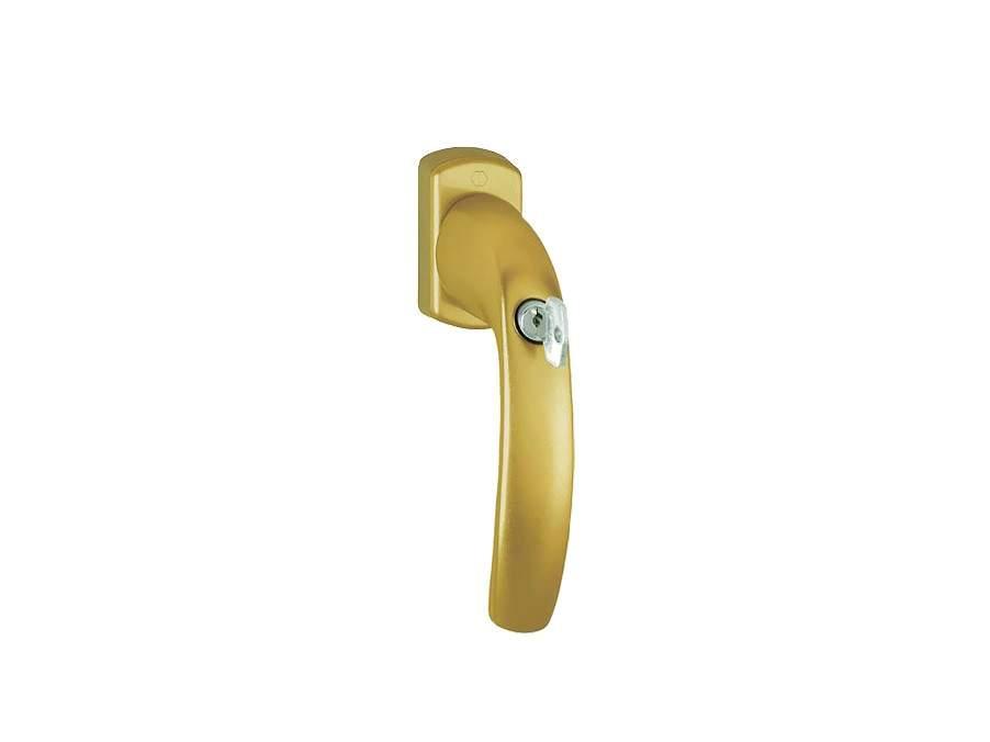 Ручка для окон из ПВХ с ключом Hoppe New York (Штифт=37 мм, 45°, золото матовое) - фото 2 - id-p120467617