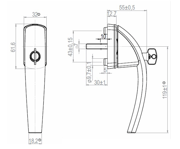 Ручка для окон из ПВХ с ключом Roto Swing (Штифт=37 мм, 90°, белый) - фото 2 - id-p120467622