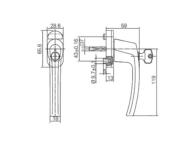 Ручка для окон из ПВХ с ключом Roto Line (Штифт=35 мм, 90°, бронза) - фото 3 - id-p120467624