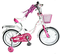 Детский велосипед Delta Butterfly 16 2020 (белый/розовый) с передним ручным V-BRAKE тормозом, шлемом и мягкими