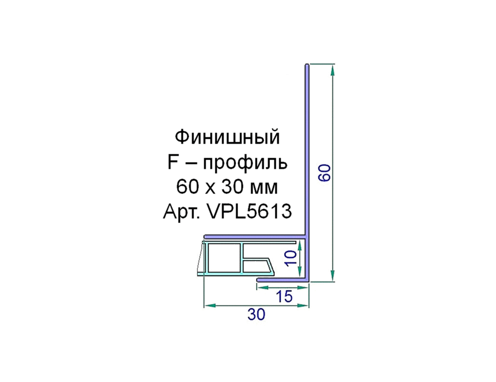 F-профиль для откосов ПВХ конечный Exter (6.0 м, 60 мм, белый) - фото 2 - id-p120468377
