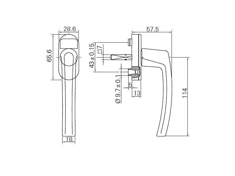 Ручка для окон из дерева Roto Line (Штифт=30 мм, 45°, титан матовый) - фото 2 - id-p120468962