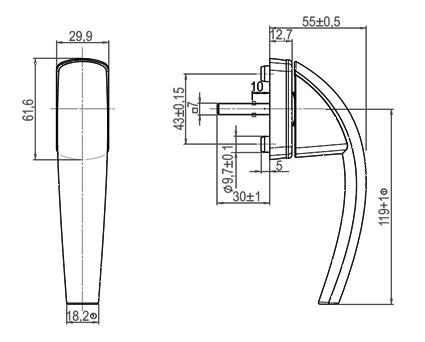 Ручка для окон из ПВХ Roto Swing (Штифт=37 мм, 45°, титан матовый) - фото 2 - id-p120468982